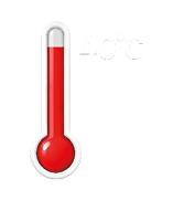 Ein rotes Thermometer zeigt eine Temperatur von 40 Grad Celsius an. Beschreibung von KI generiert